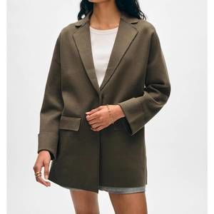 NEW WHITE + WARREN superfine organic cotton oversized blazer in dark sage
